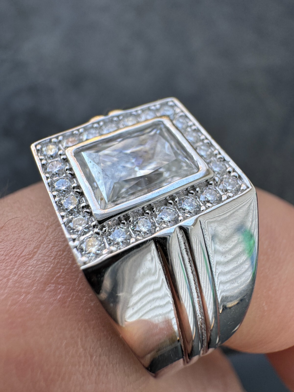 Big 2.6ct Baguette MOISSANITE Solitaire Mens Real Solid 925 Silver Ring Pinky