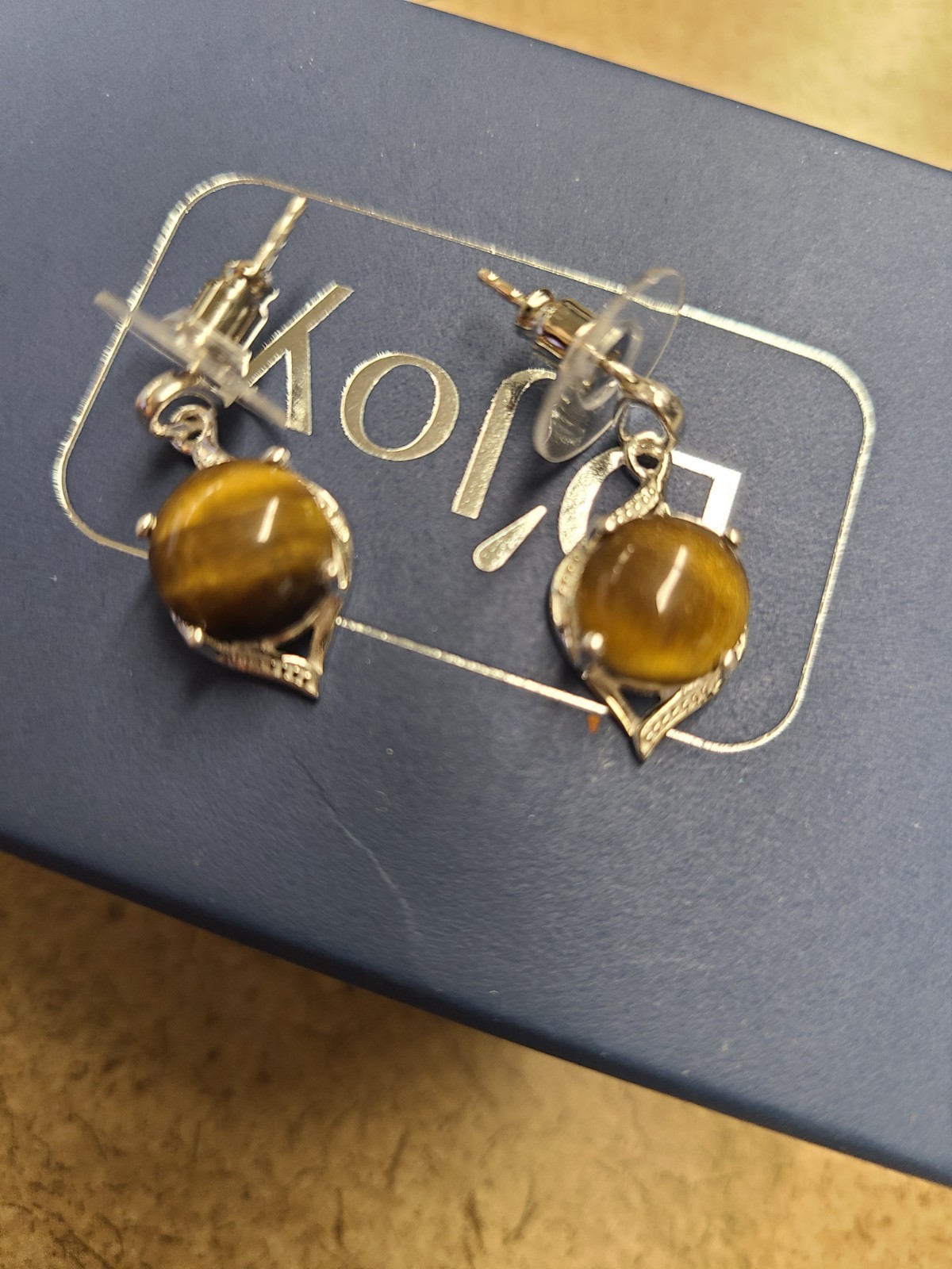D’Joy Tiger’s Eye 9.00 ctw Drop Earrings in Sterling Silver