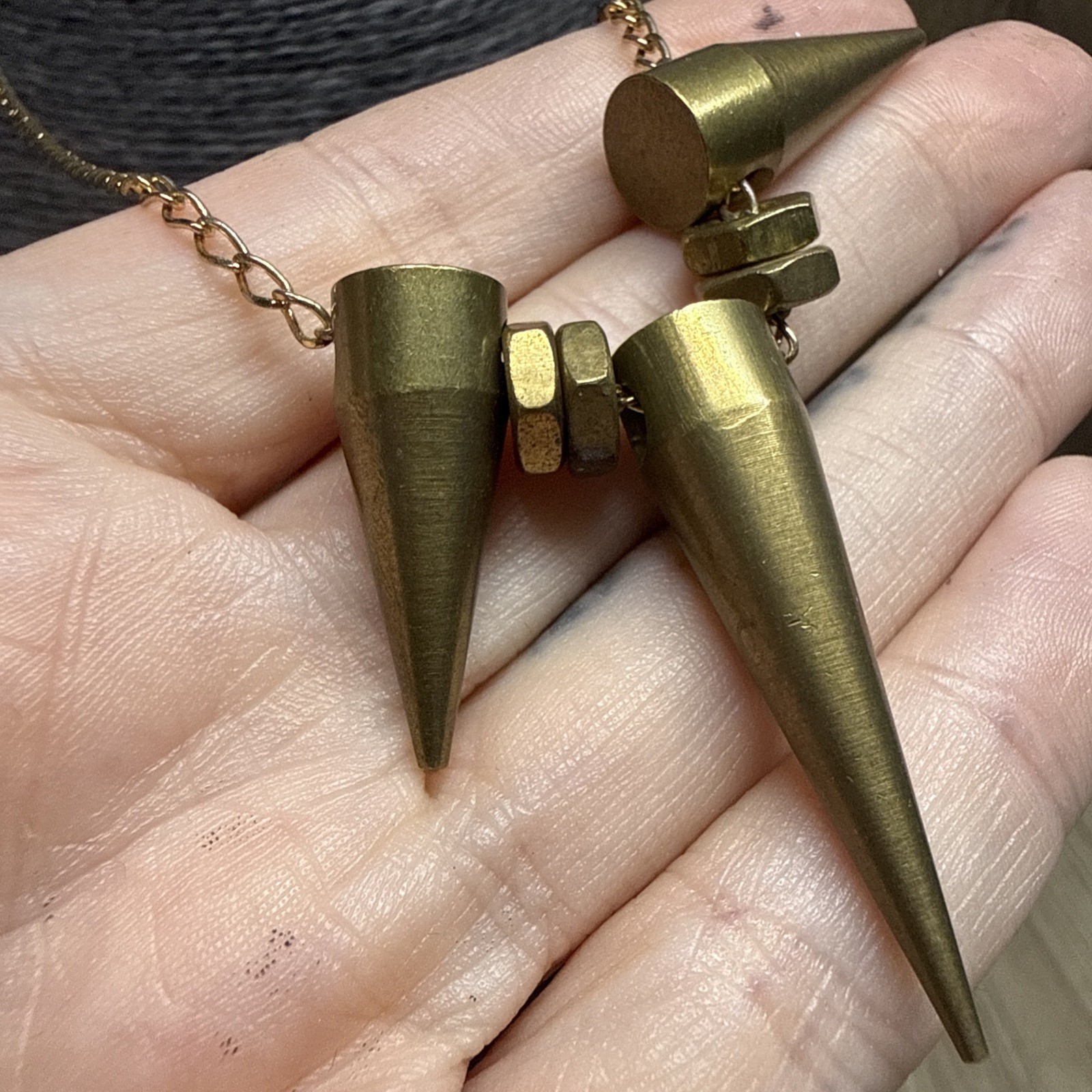 RETRO Brass Spike Necklace Gold Tone Chain 51cm/20″ Industrial Goth Punk Kitsch
