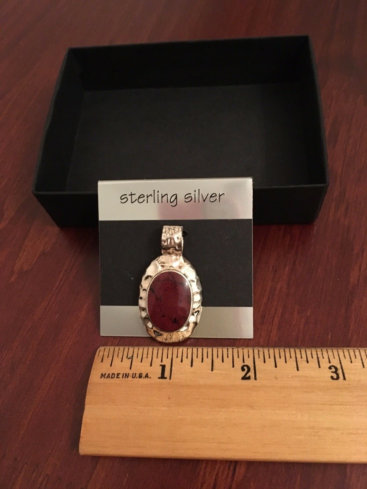NWT Red Jasper Oval Pendant in Sterling Silver Genuine Natural Gemstone +Gif Box
