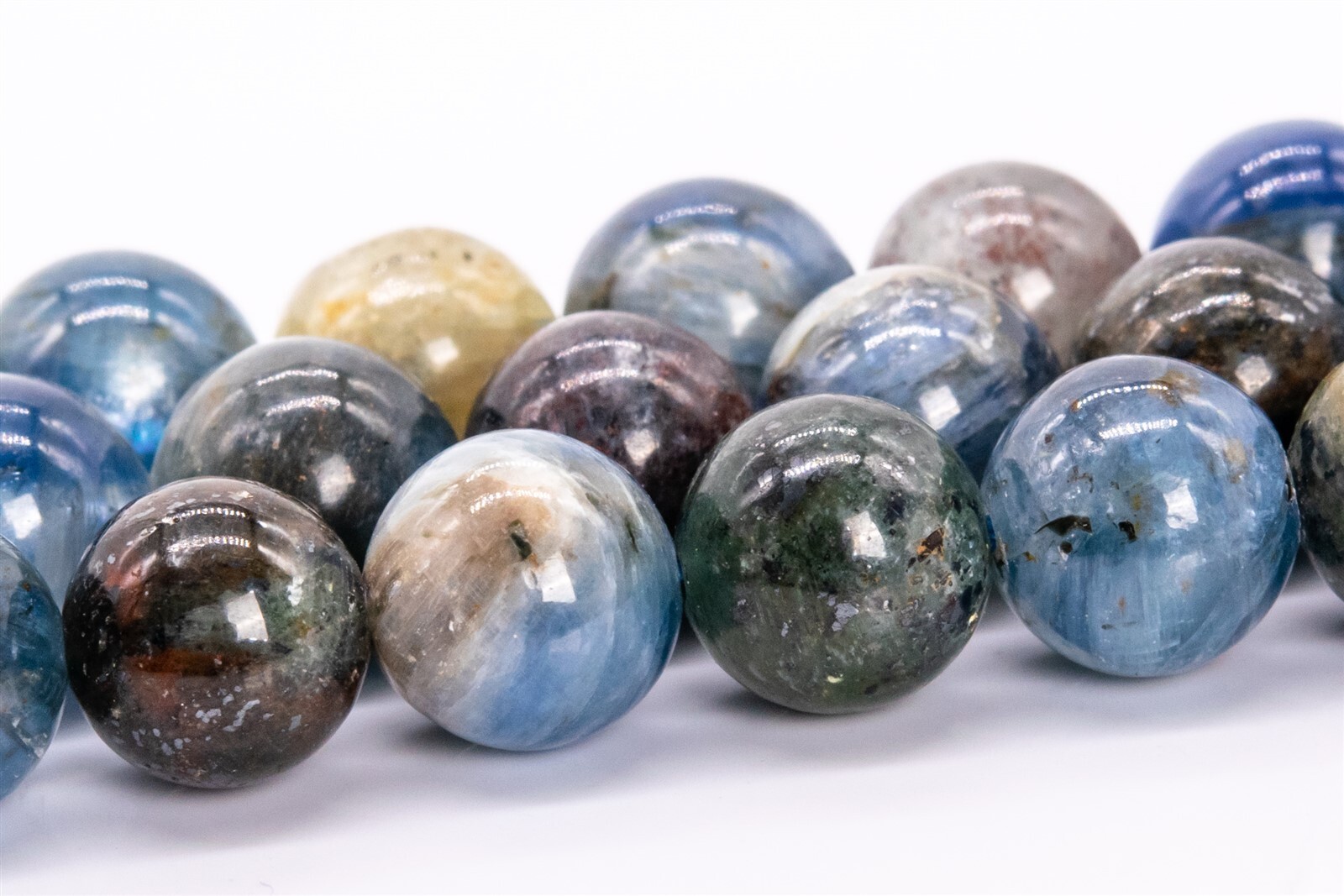 Genuine Natural Deep Green Blue Kyanite Grade A Round Loose Bead 9/10/11/12/13MM