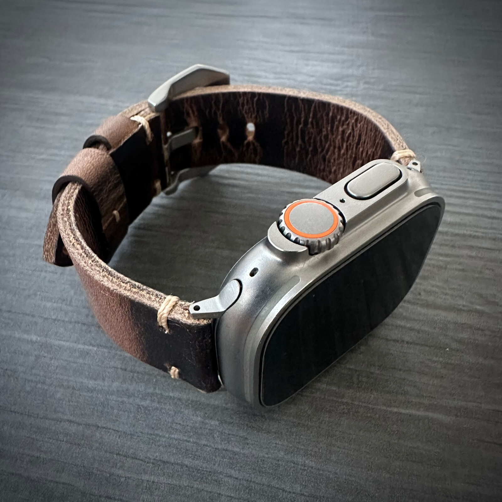 Thick Rustic Brown Leather Watch Strap Band For NEW Apple Watch ULTRA 1 2 49mm