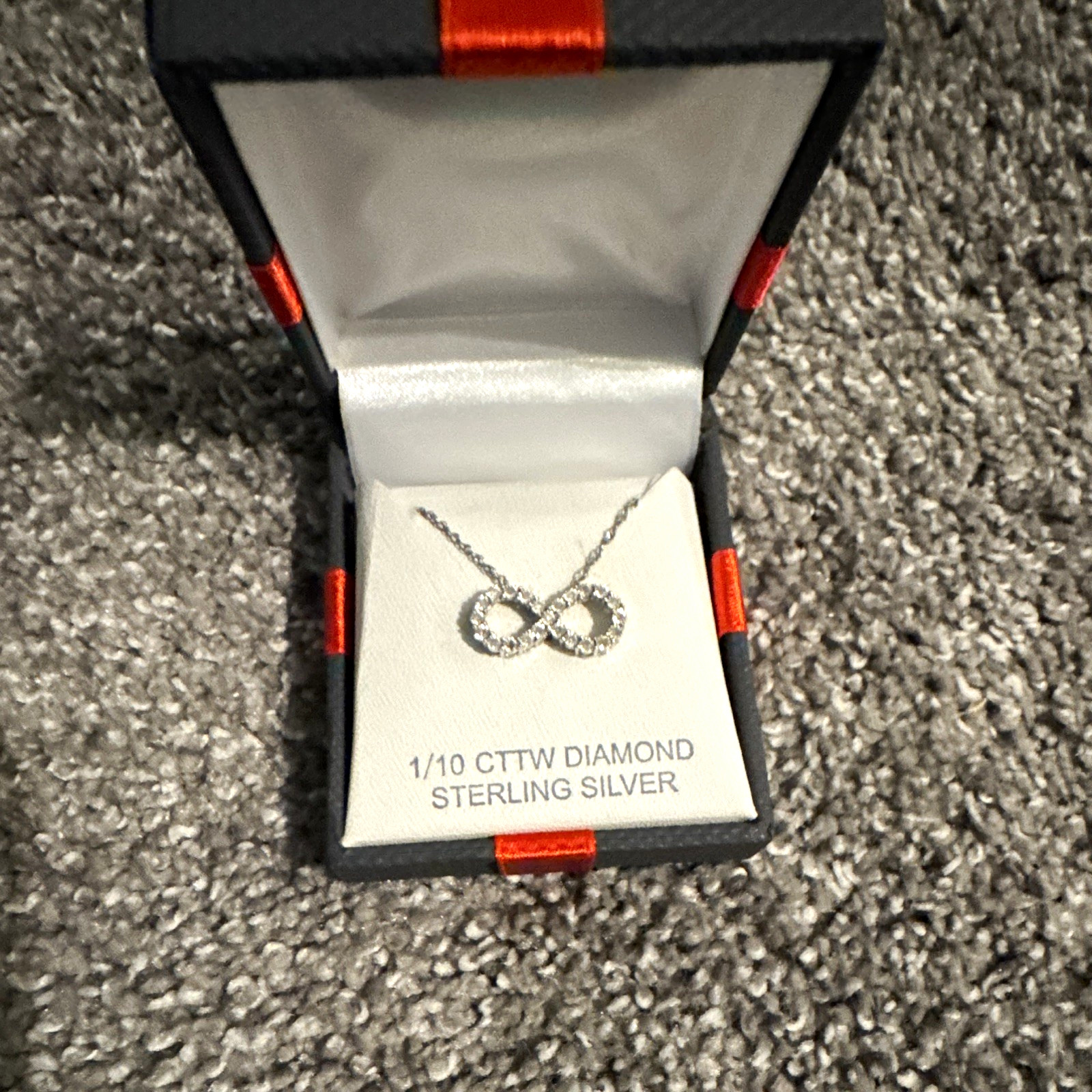1/10 cttw White Diamond Infinity Pendant Necklace 925 Sterling Silver Cable