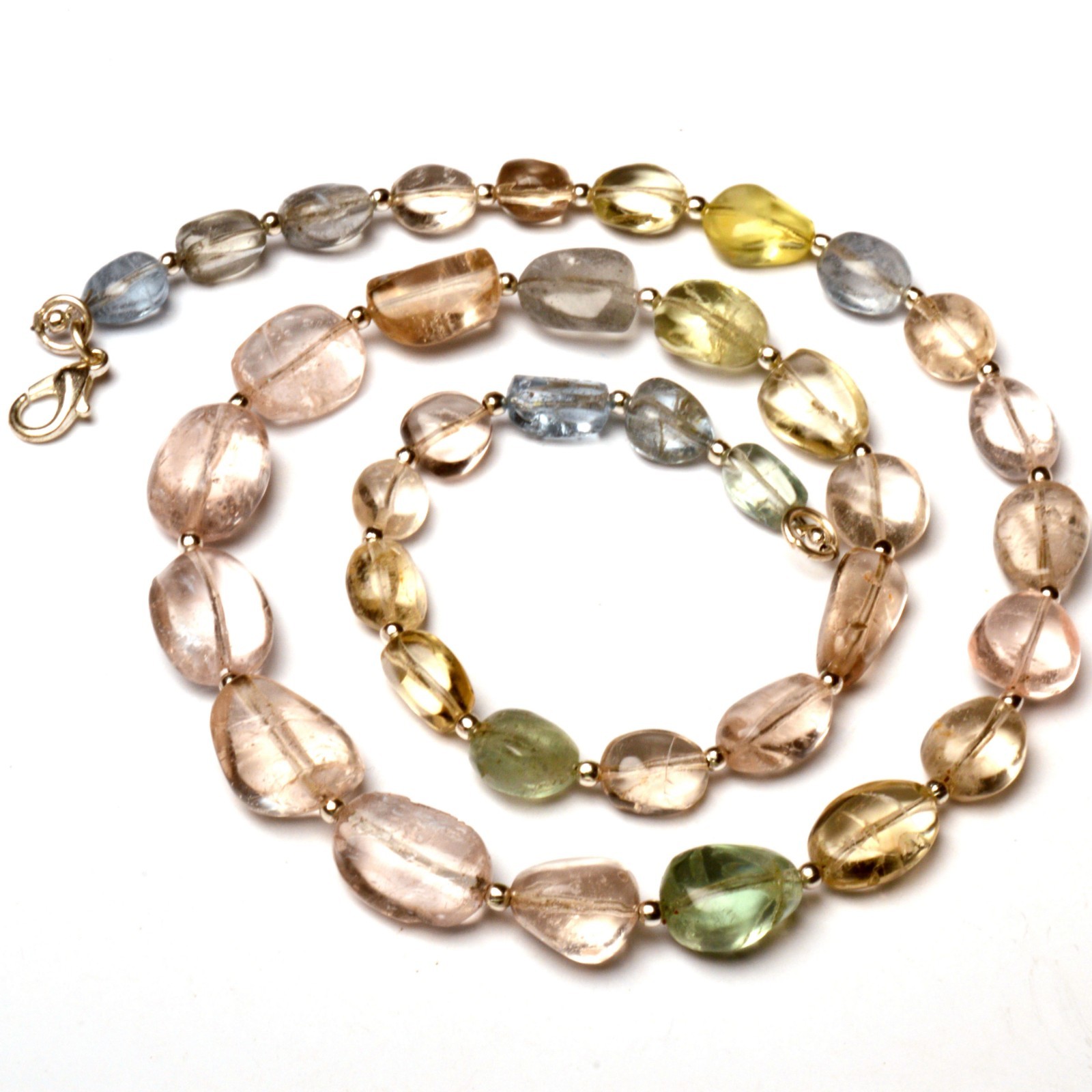Natural Multi Bery Gems 8 to 15 mm Size Smooth Nugget Shape Beads 19″ Necklace