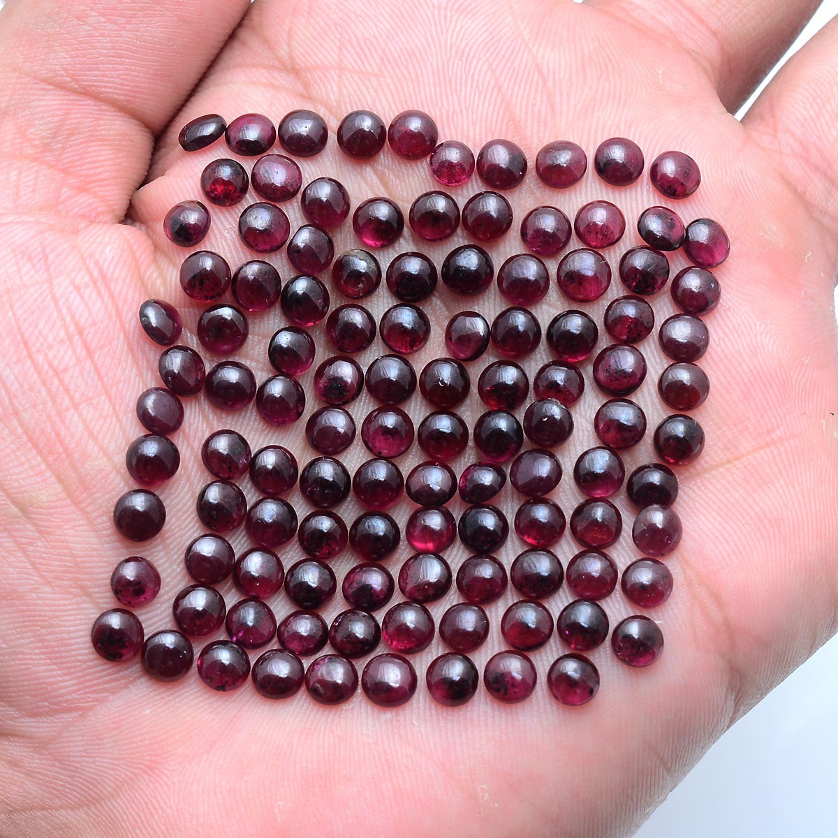 50 Pcs Natural Garnet 5mm Round Cabochon Untreated Loose Gemstones Wholesale Lot