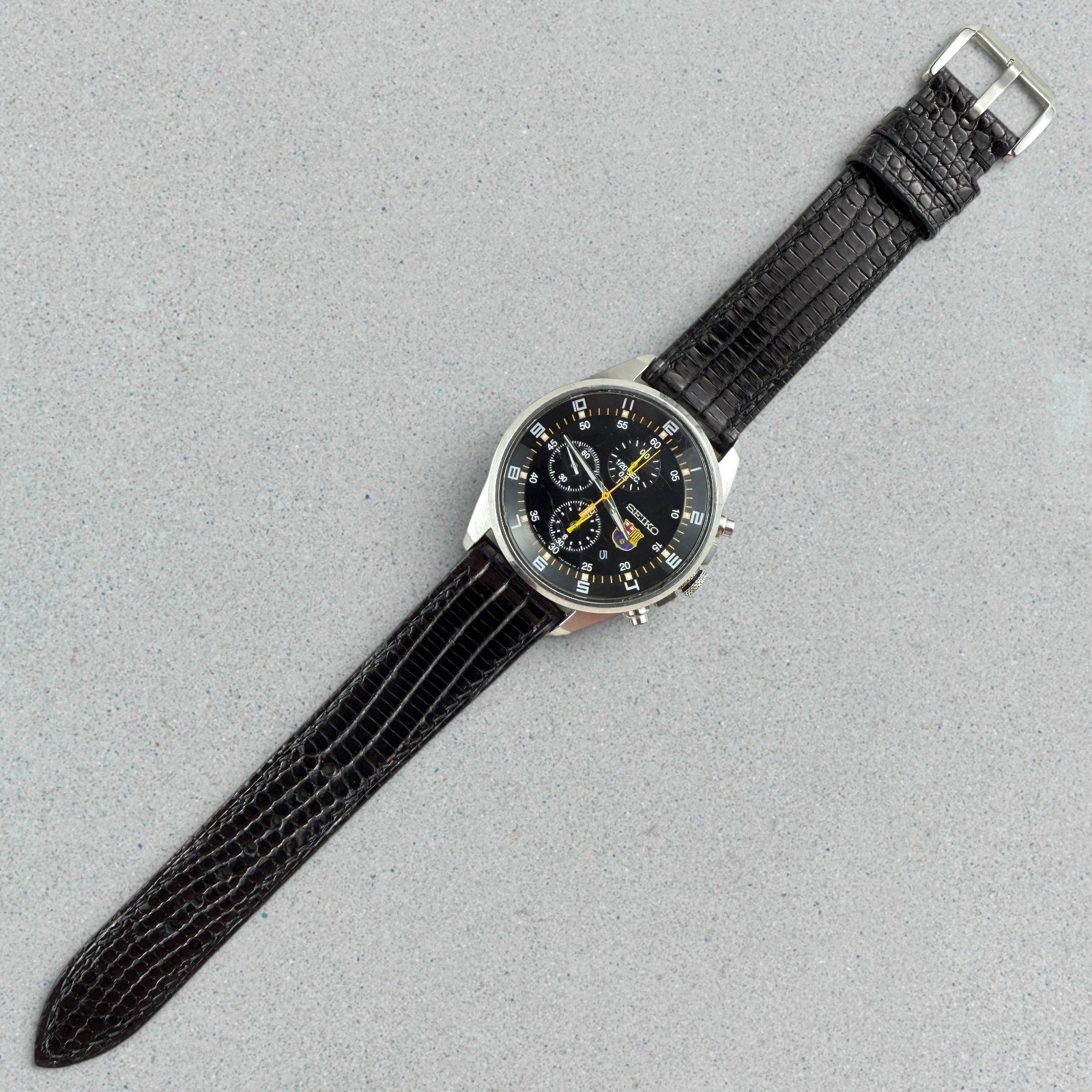 Genuine Black Glossy Lizard Leather Watch Band Strap 20mm Mens 316L Buckle
