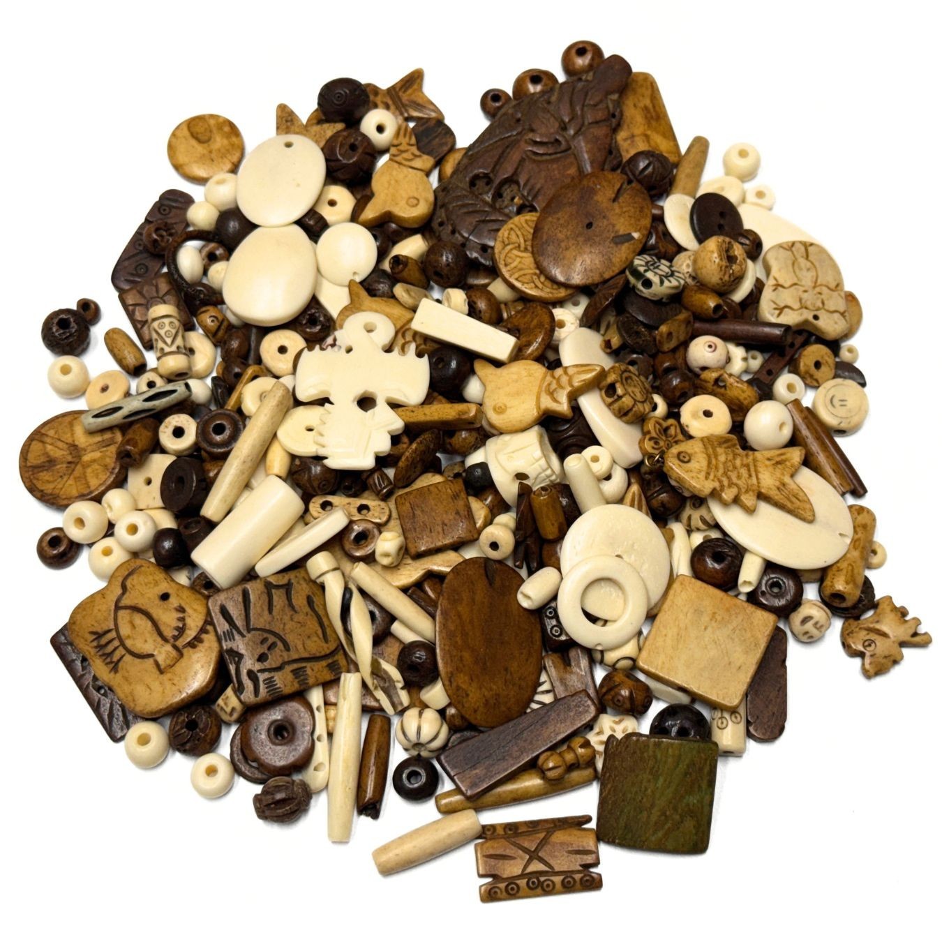 Assorted Bone Buttons, Beads, Spaces, and other Accessories