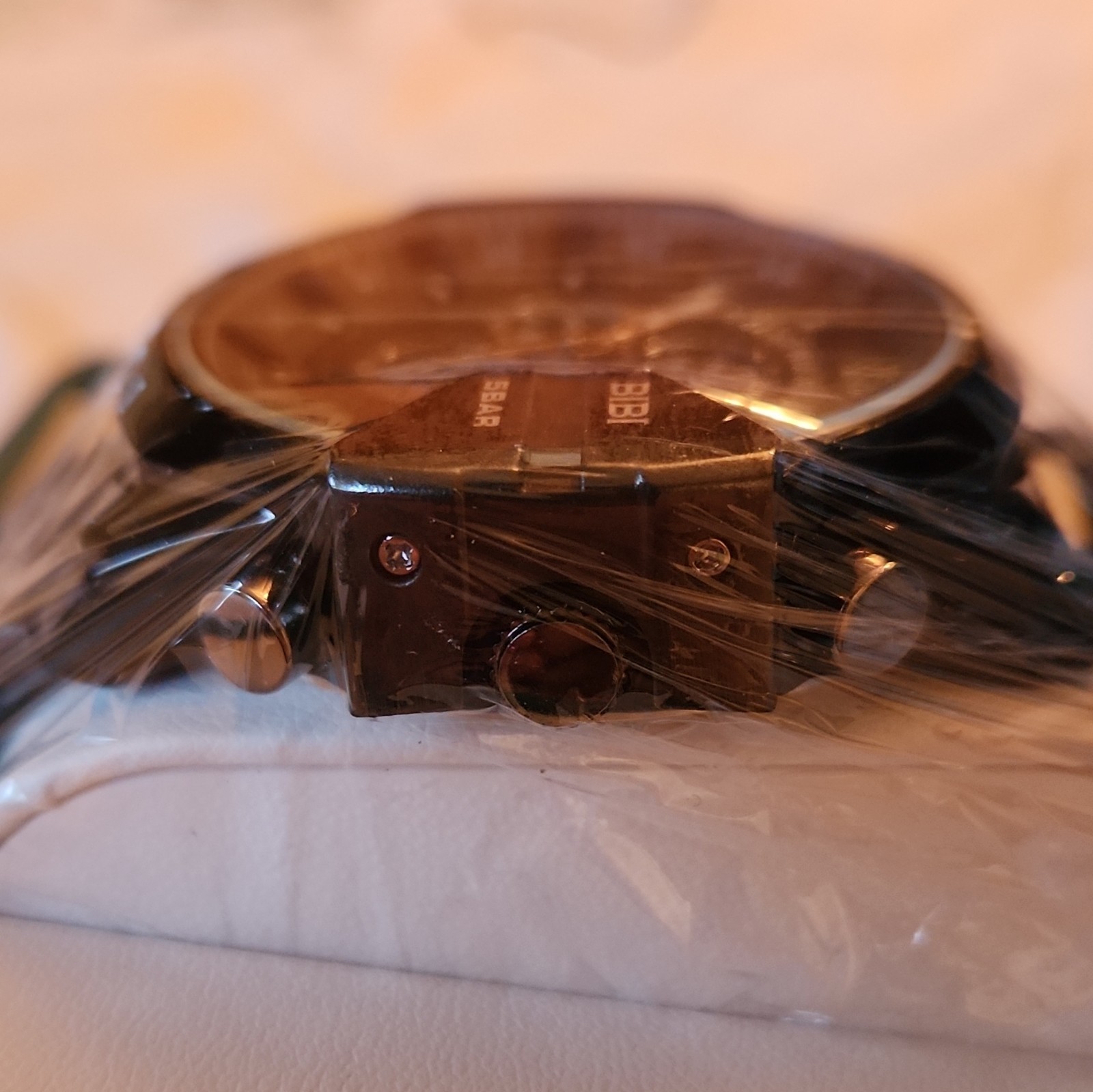 BIBI Luxury Quartz Analog Watch Black Dial Date 50m Metal Bracelet Box/Manual