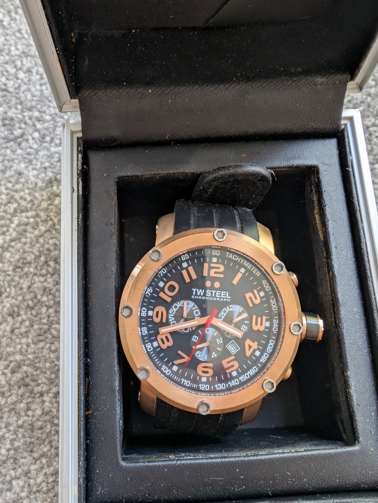 TW Steel TW131 Grandeur Tech 48mm Rose Gold Chronograph Watch With Box