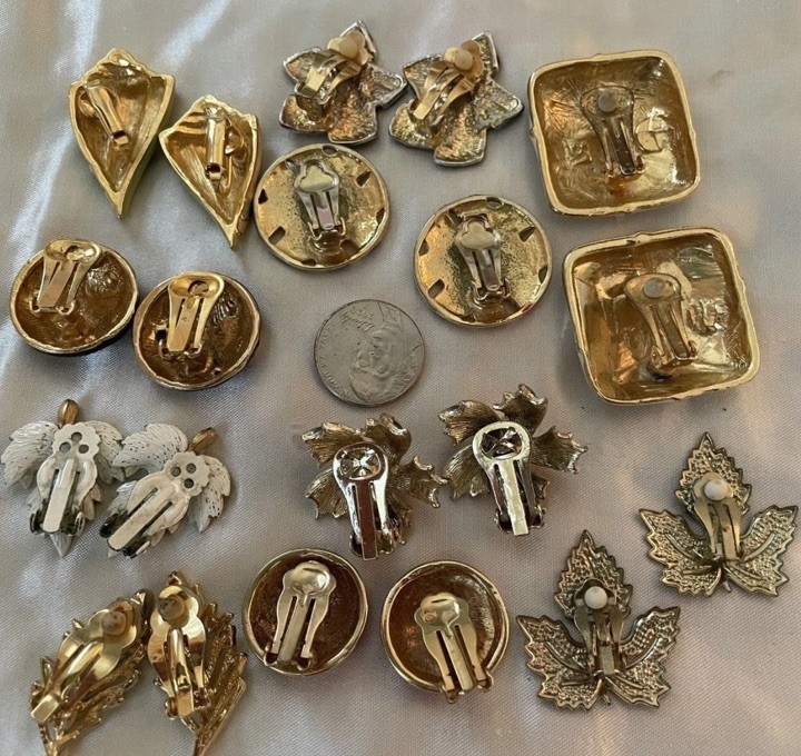 16 Pair Earrings Enamel Pierced and Clip Pierced and Modern Styles