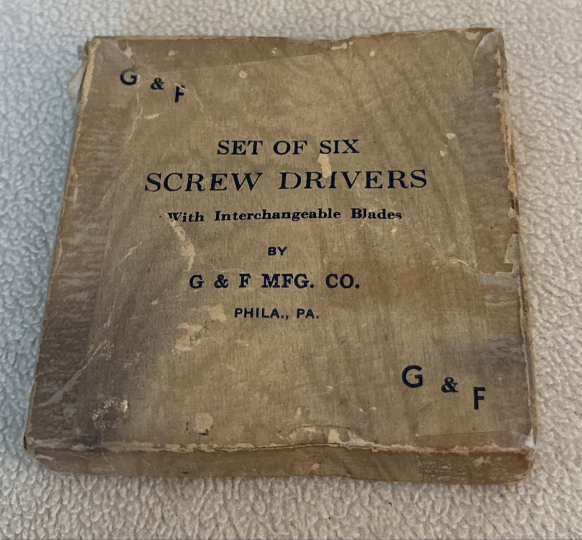 Vintage G&F Mfg. Co. Watchmakers Screwdriver Set of 6 in Orig Box Phila PA