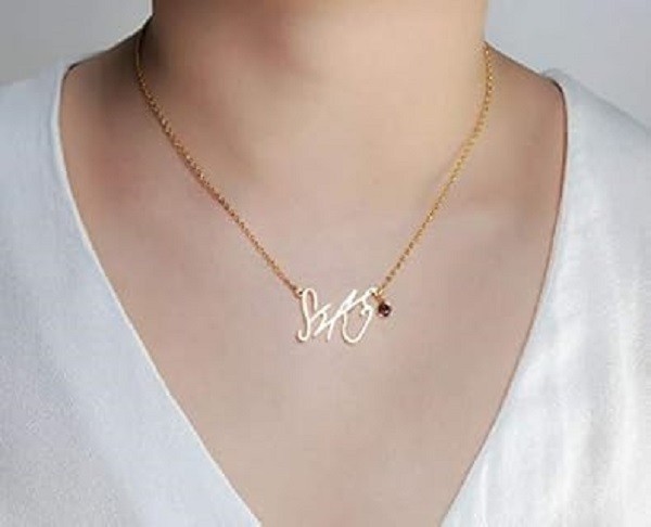 BTS Jin Inspired Signature Pendant Necklace Gold Plated K-Pop ARMY Jewelry Gift