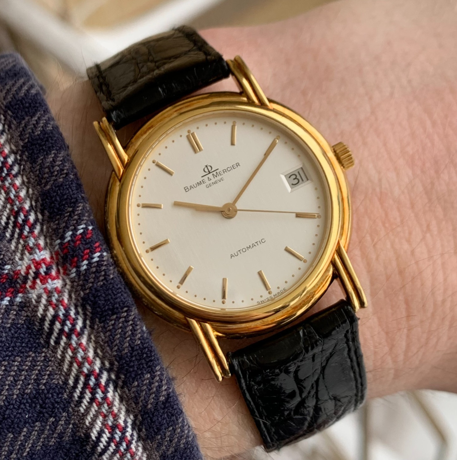 Baume & Mercier 18K Solid Gold Fancy Lugs Automatic Ref. 35600 – Wristwatch