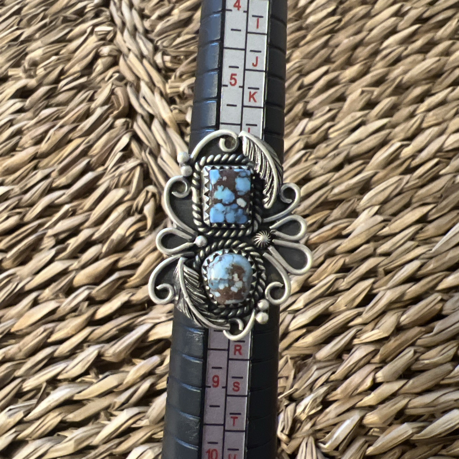 Golden Hills Turquoise Sterling Silver Ring SZ 6.5-7.5 Southwestern Native Style