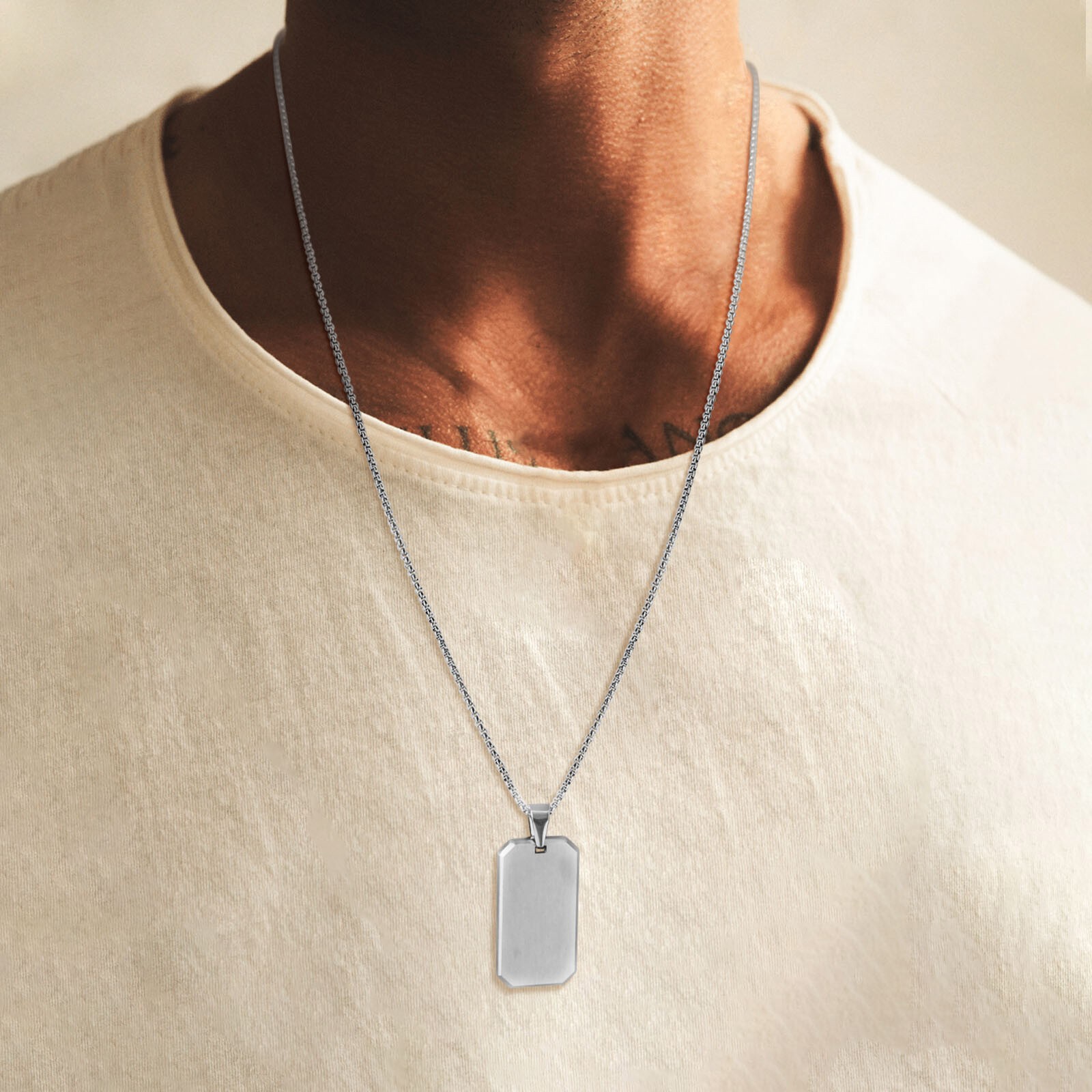 Stainless Steel Brother Dog Tag Necklaces Chain Free Custom Daily Wear Stylish