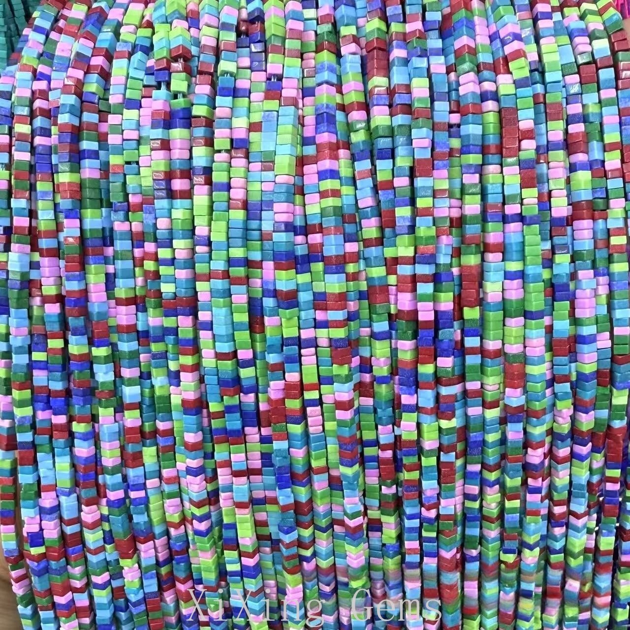 1x2mm Mixed Colourful Turquoise Flat Square Disc Spacer Beads for Jewelry Making