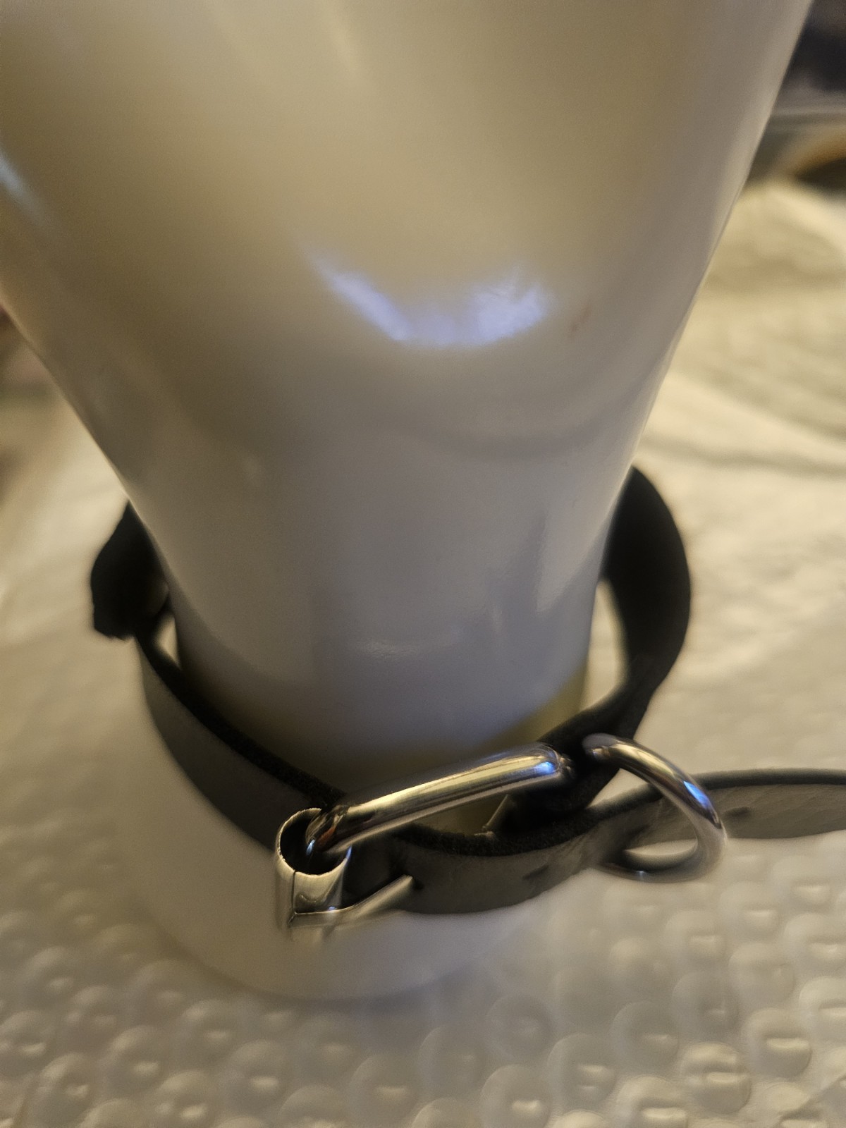 Black Leather Cuff Bracelet Silver Tone Cross Buckle Closure No Stone