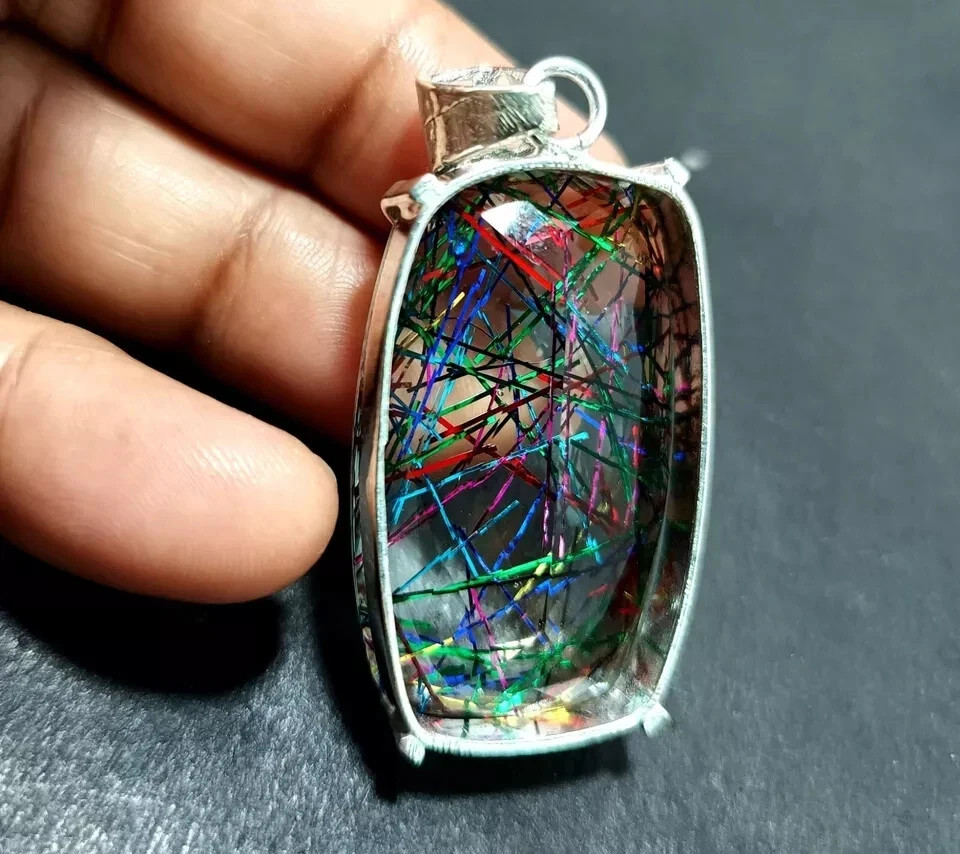 Multi-Color Natural 99.50 Ct+ Brazilian Rutilated Quartz Pendant ZG Gemstone