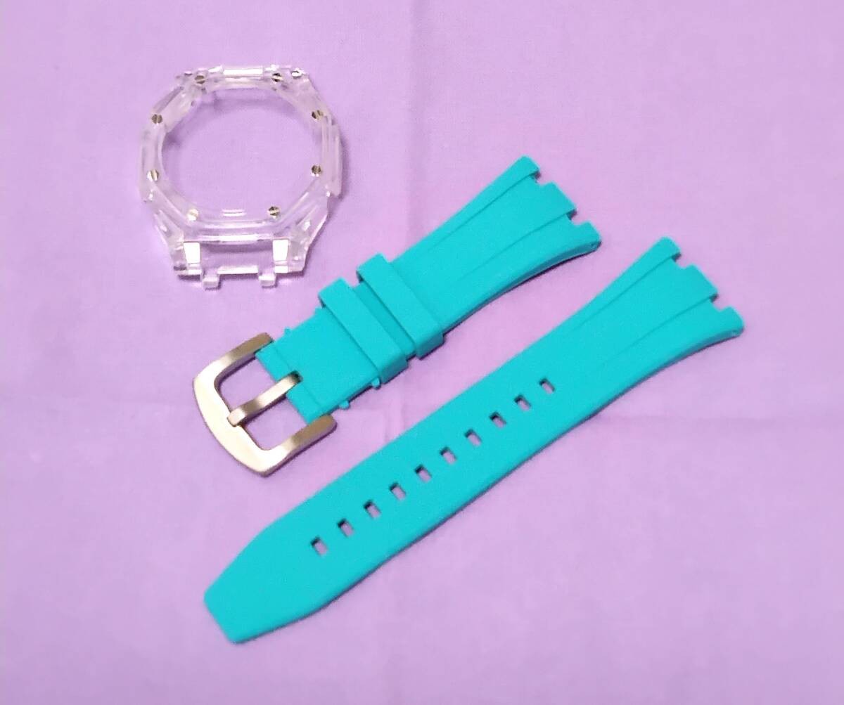 [Unused] G-SHOCK GA-2100 GA-2110 GA-B2100 Clear Bezel Light Blue Belt Set Casio