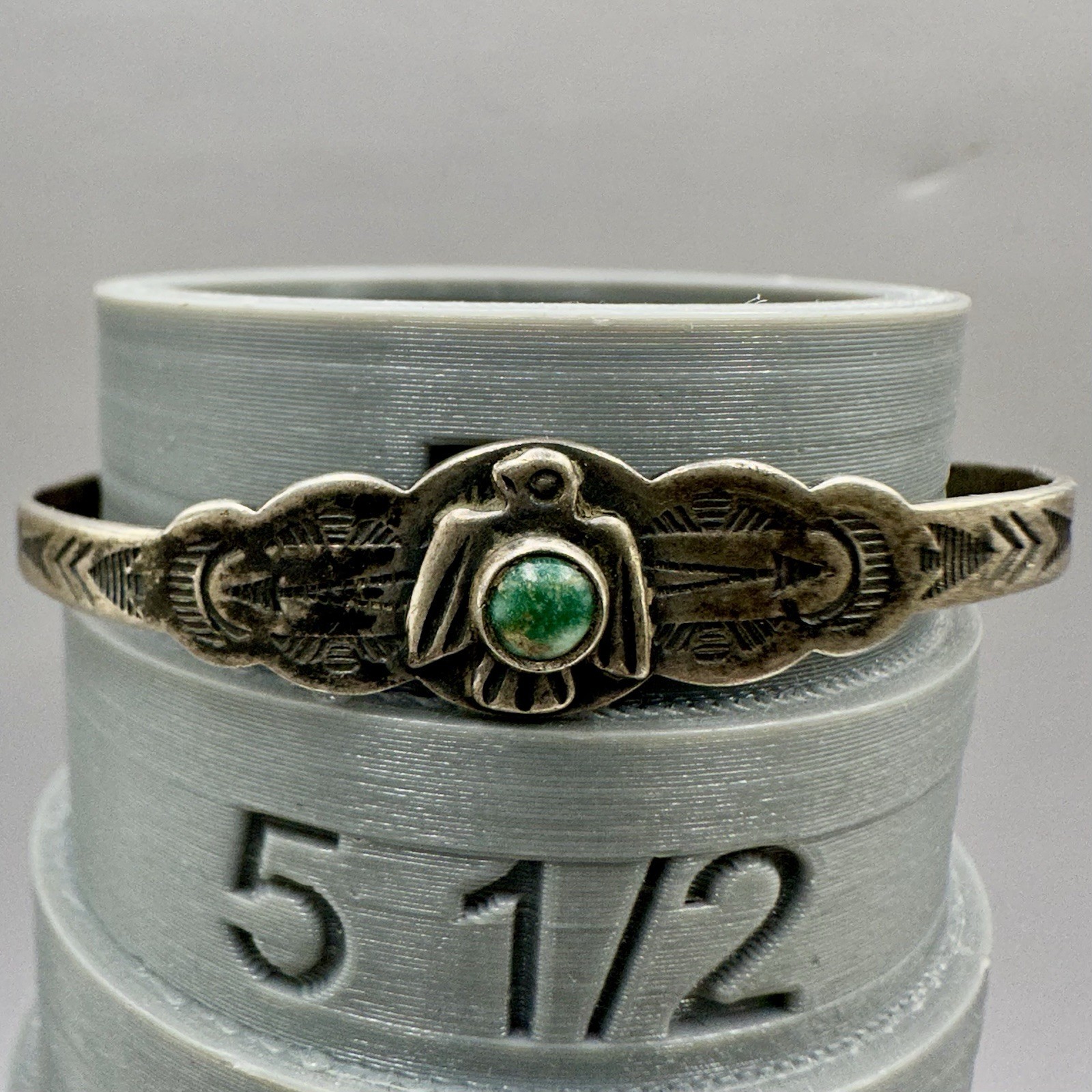 Native American Cuff Bracelet Fred Harvey Era Sterling Silver Turquoise Size 5 S