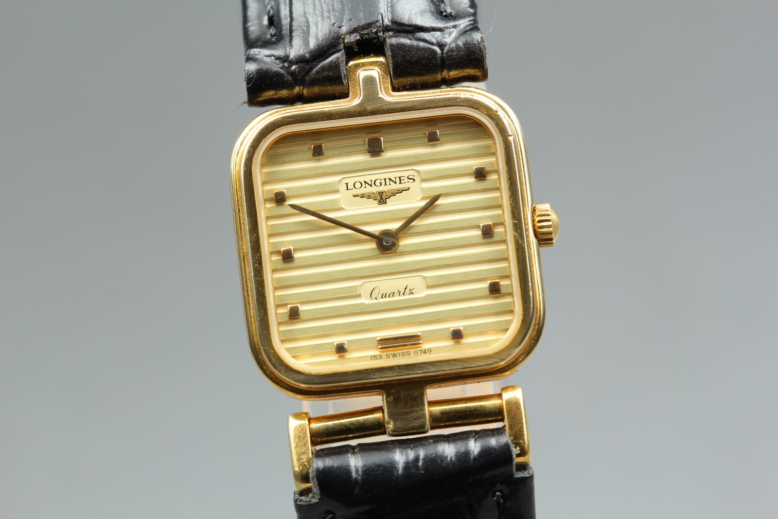 LONGINES 153 6749 21mm Gold Dial Square Women’s Watch Vintage [Near MINT]