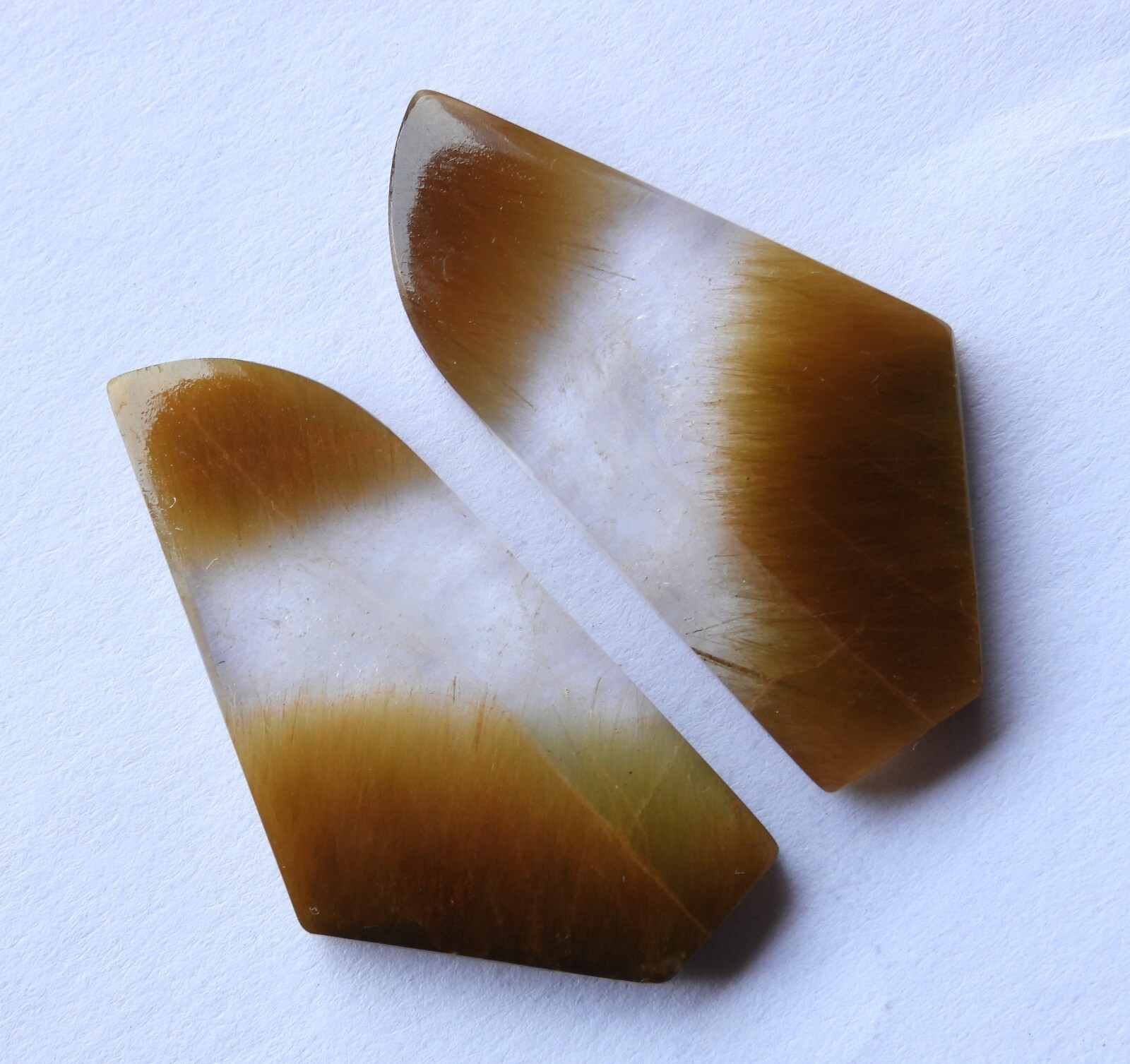 40.55 Ct Natural Rutilated Quartz (34mm X 17mm each) Cabochon Match Pair