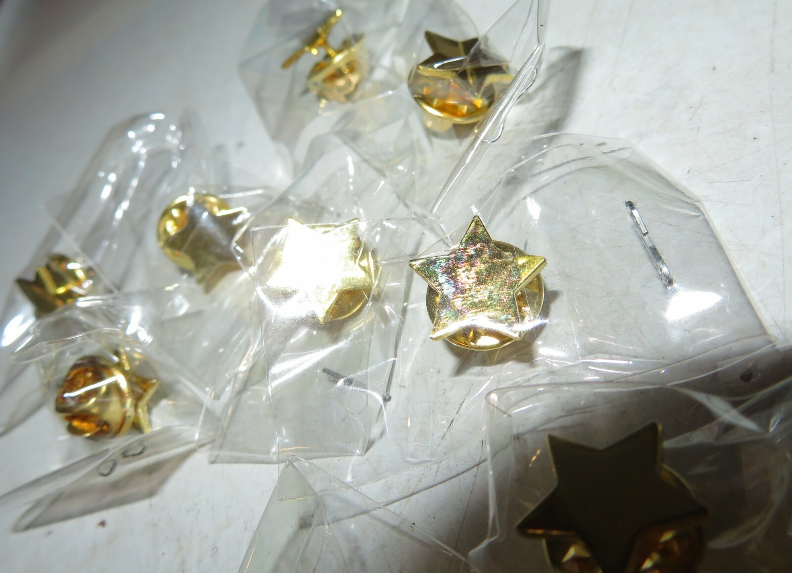 10 Pc Lot Gold Star Color Lapel Pin 1/2″ Wide Butterfly Clutch Pin Back Award
