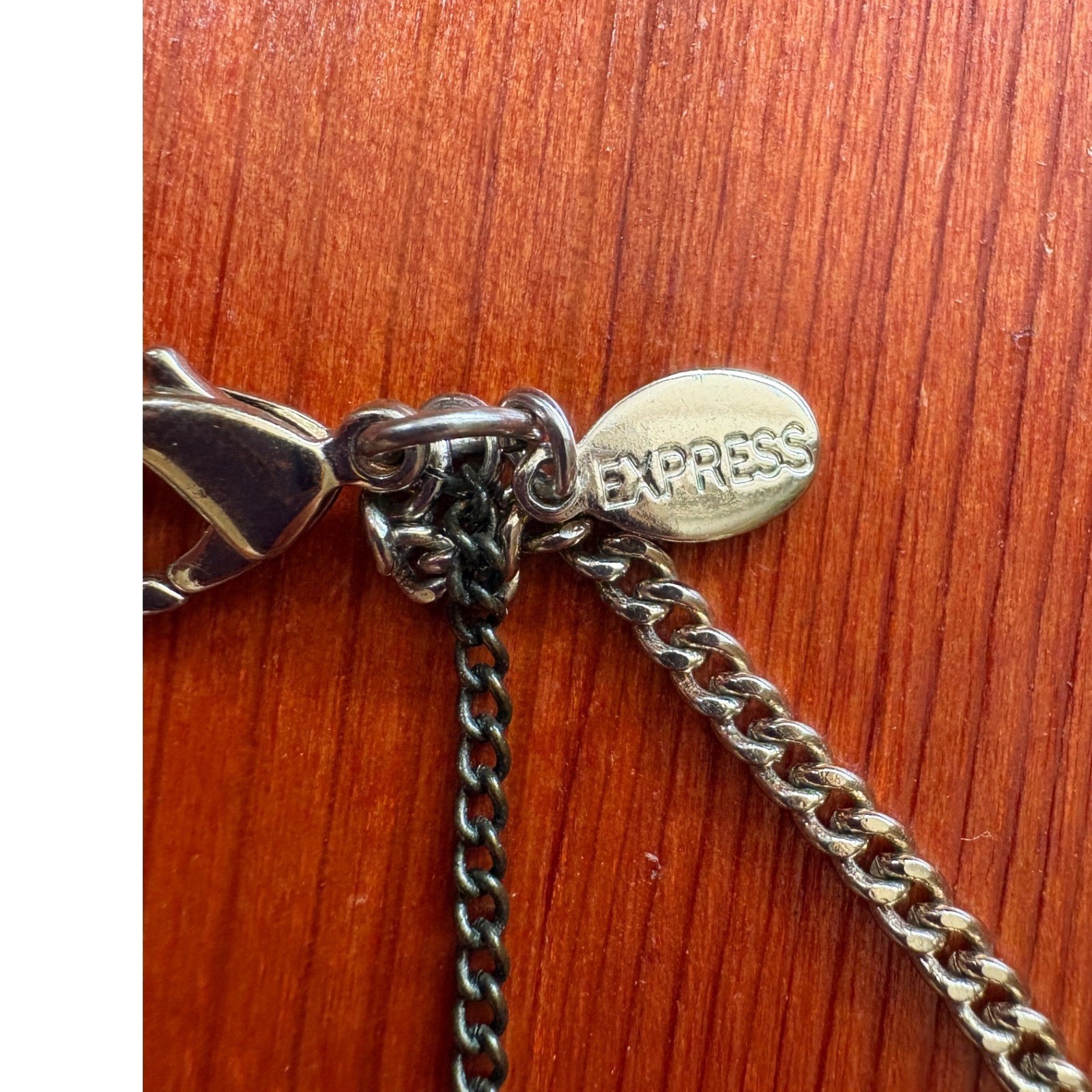 Express Long Y-Necklace Oversized Crystal Teardrop Pendant Gunmetal Silver