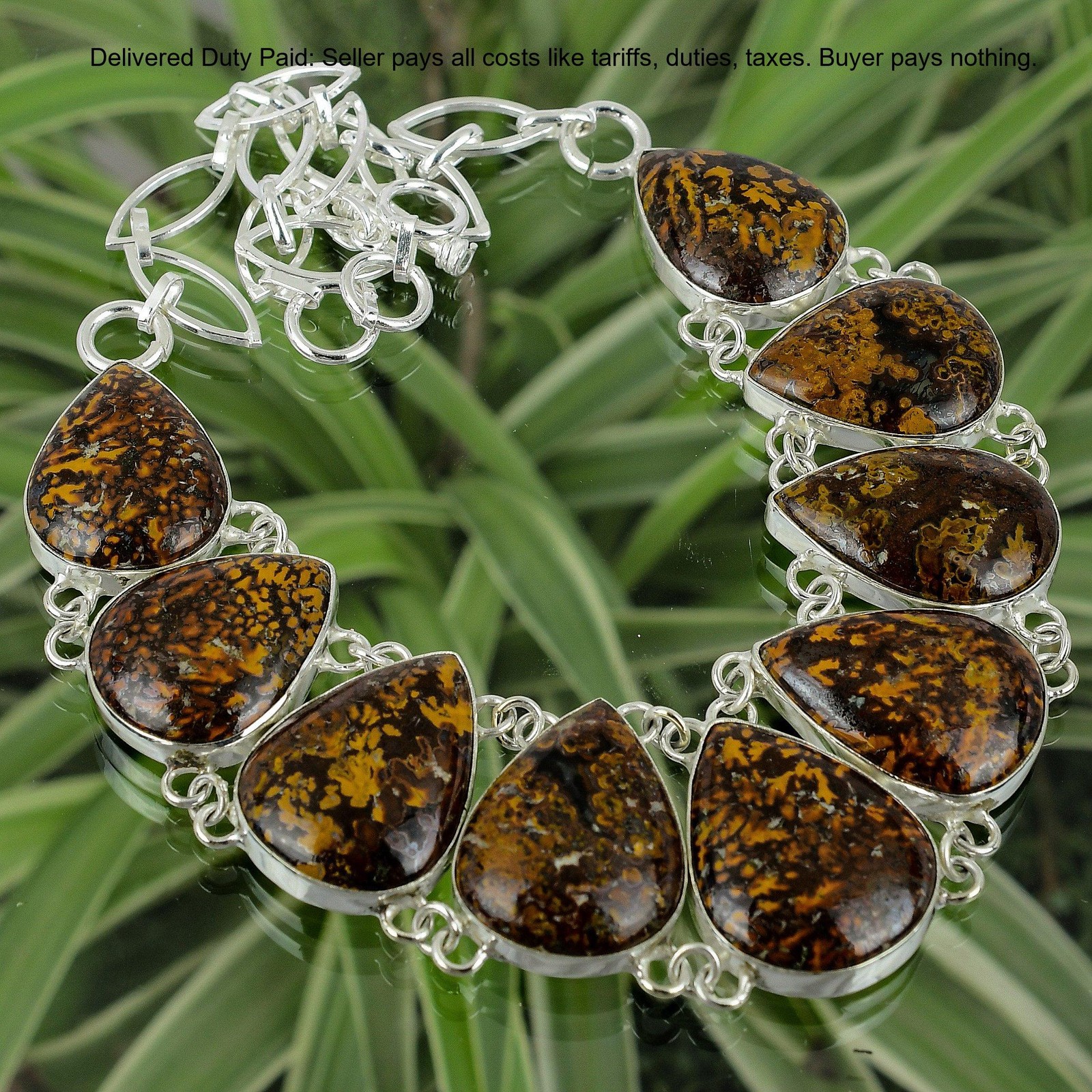 Natural Mariam Jasper Sterling Silver Elegant Anniversary Chain Necklace Jewelry