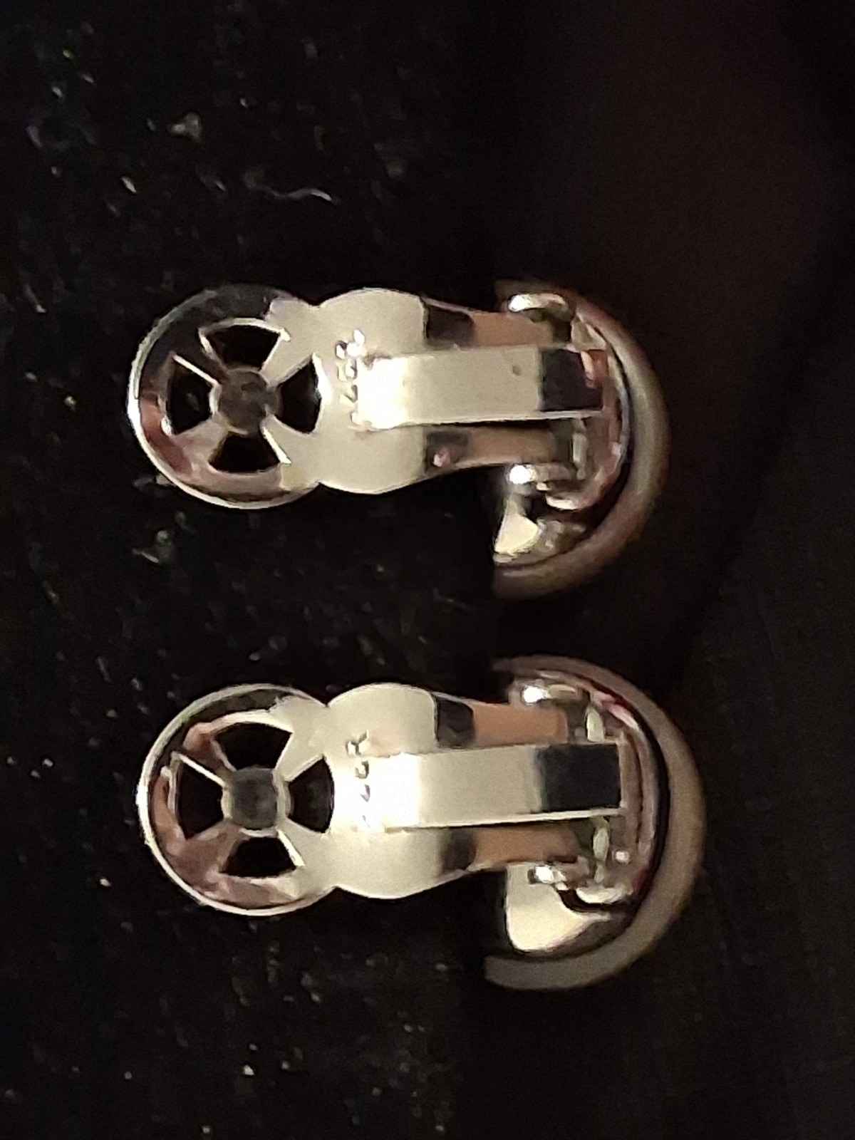 Vintage Mazer Bros Sterling Silver Faux Pearl Clear Rhinestone Clip On Earrings