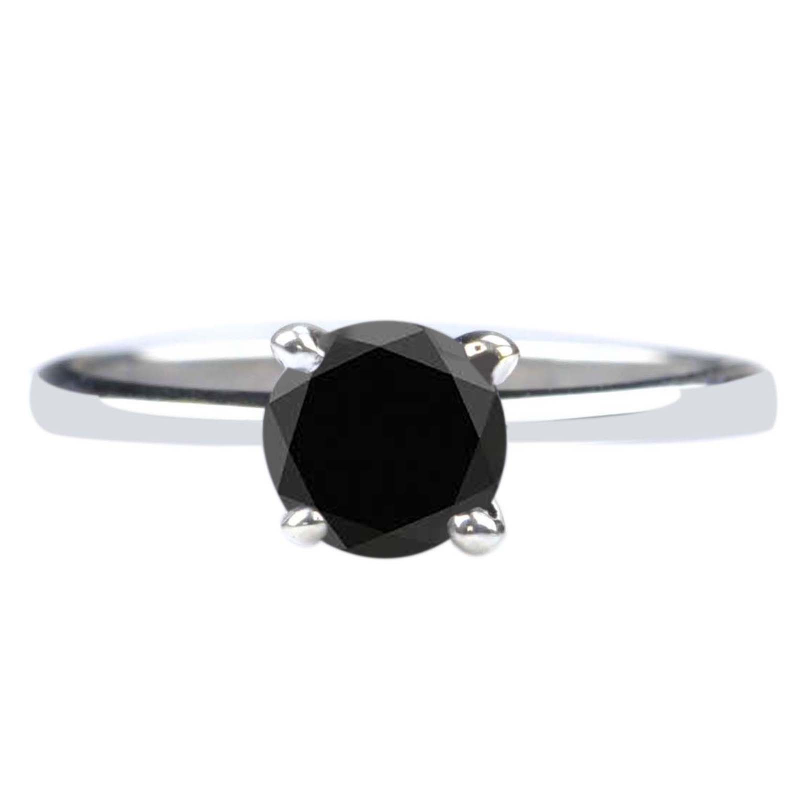 1.50 Cts. Natural Jet Black Certified Diamond Ring In 925 Silver – Tariffs Free