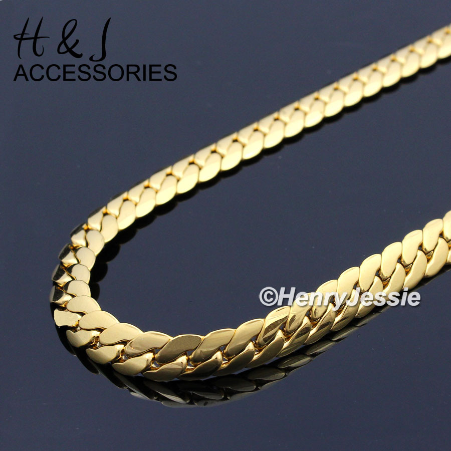 18-40″MEN 316L Stainless Steel 4mm Gold Plated Miami Cuban Curb Necklace*155