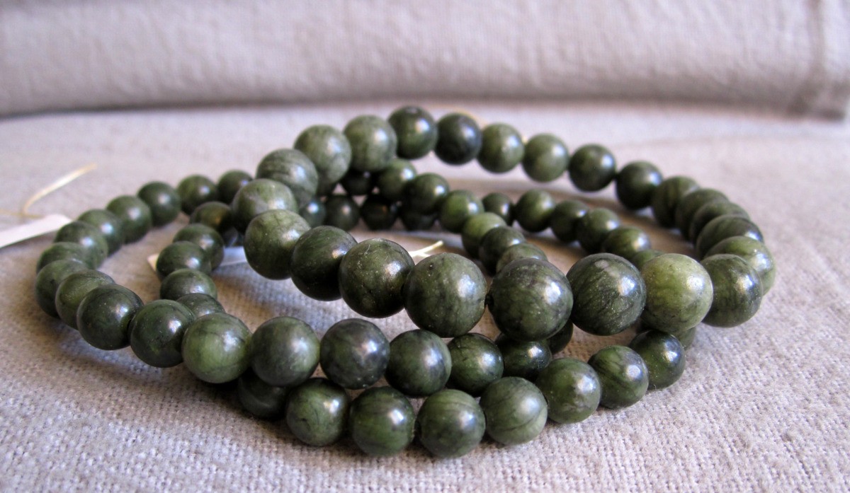Nephrite Jade Bracelet – Balls Ø ~ 6+8.3mm / ~16.5-22cm Width – Elastic