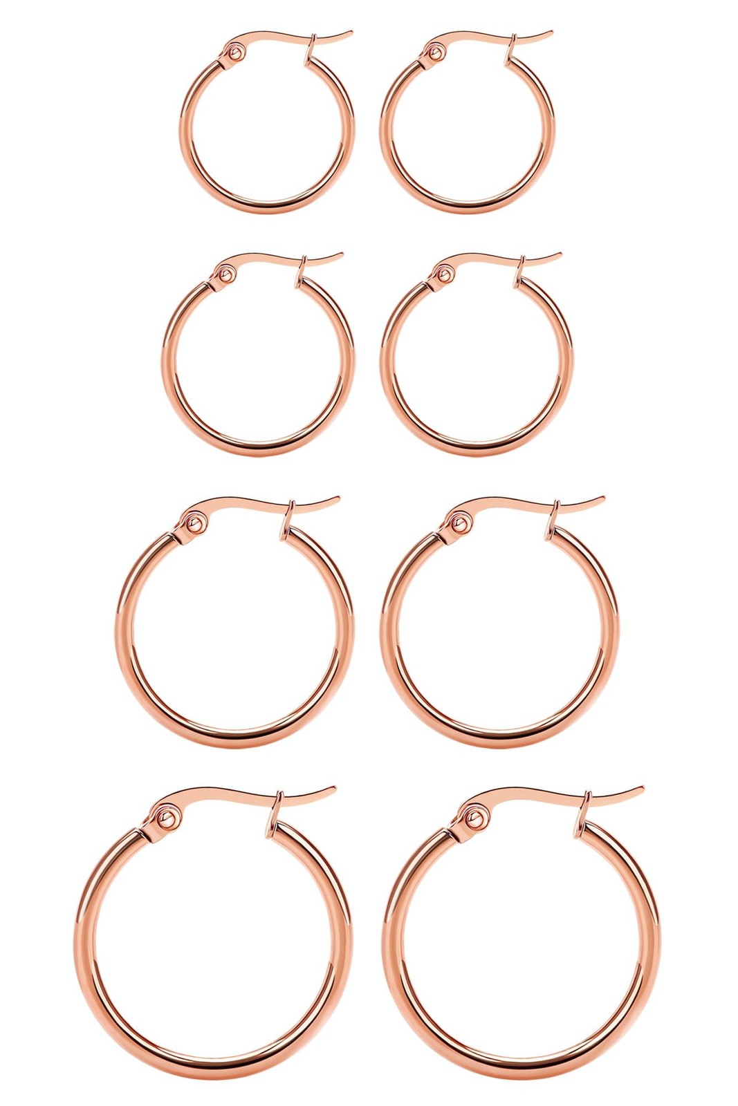 Staligue 4Pairs Titanium Hoop Earrings for 25 millimeters, Rose Golden
