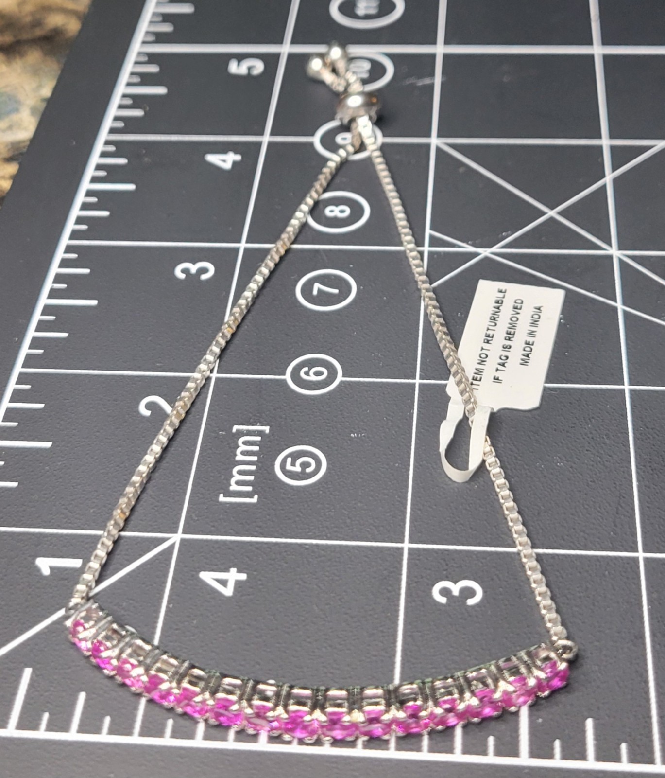 Simulated Pink Sapphire Bolo Bracelet. STS Karis