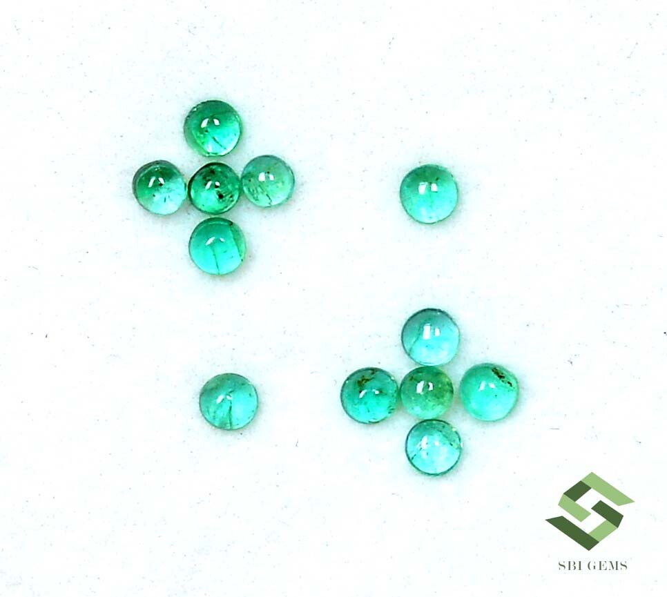 2.50 mm To 2.75 mm Natural Emerald Round Cabochon Lot 12 Pcs 1.11 CTS Loose Gems
