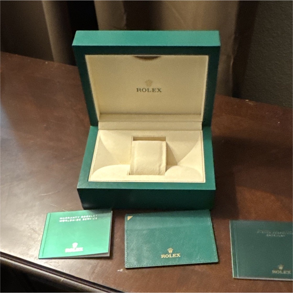 Rolex Single Watch Presentation Box Green/Beige w/ Booklets, Holds 1