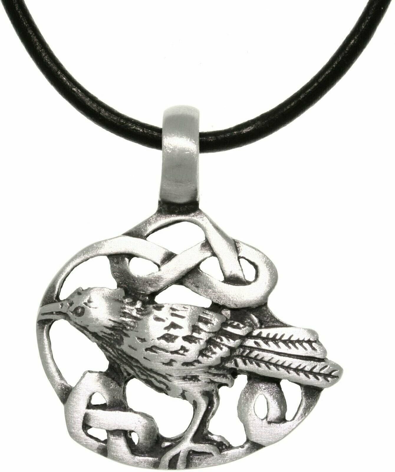 Jewelry Trends Pewter Celtic Crow Pendant with 18 Inch Black Leather Cord Neckla
