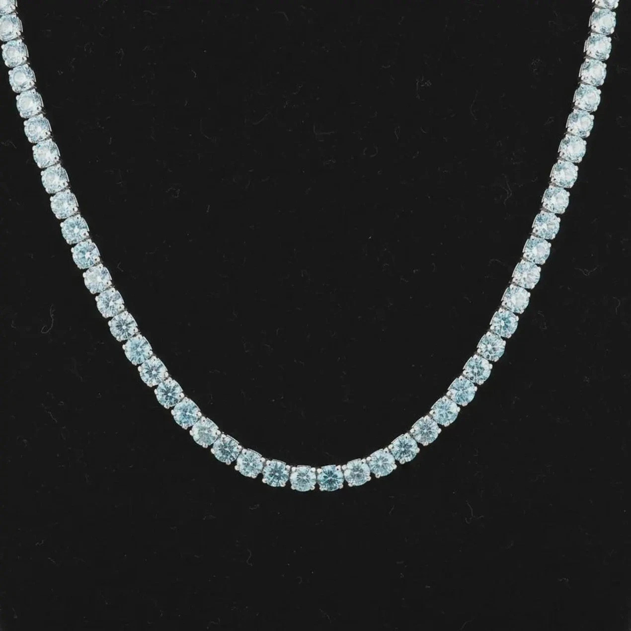 RARE 50 + Carat, 5mm, 18 inches Blue Diamond Tennis Necklace, Wedding Gift,