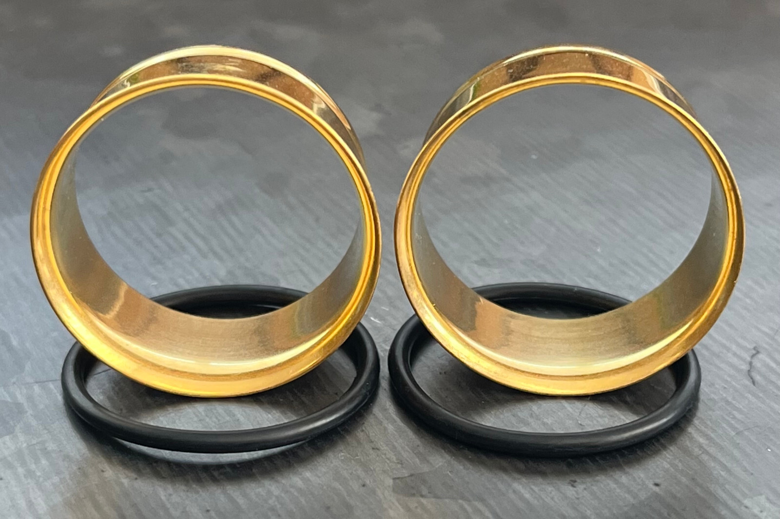 PAIR Gold Plated Single Flare Tunnels Ear Plugs Earlets Gauges