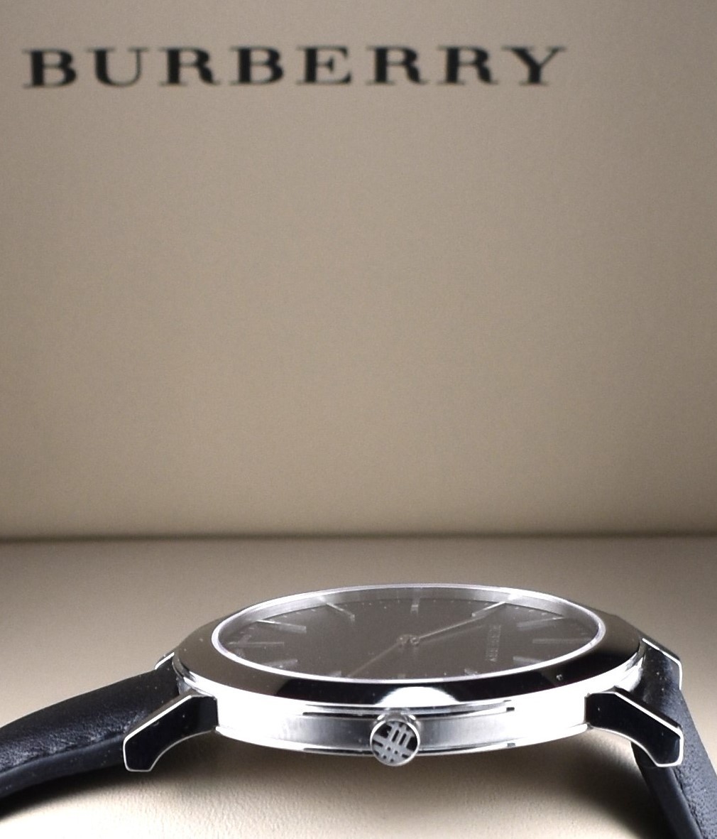 Burberry BU2351 Slim Men’s Watch 40mm Swiss Quartz Black Leather Auth
