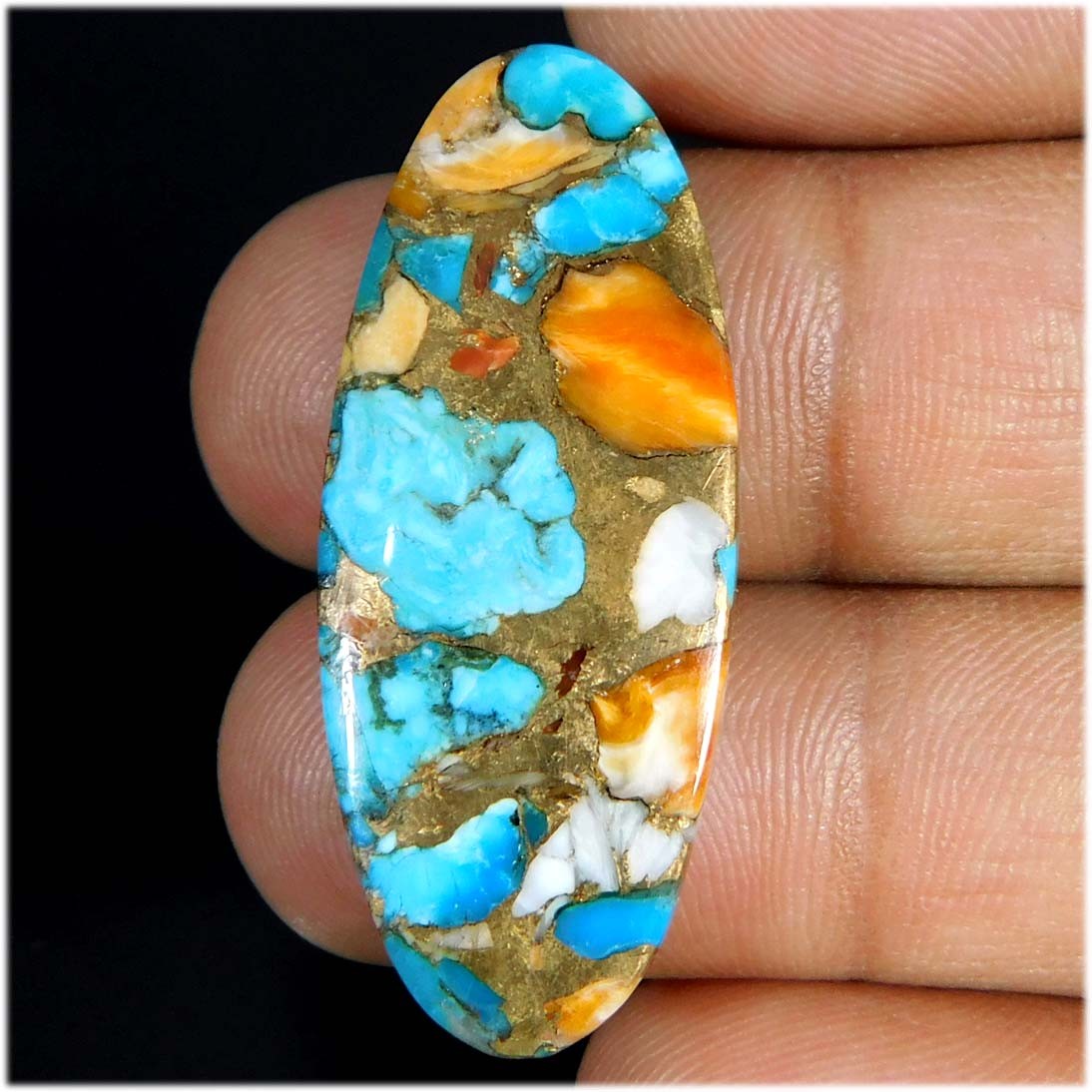 20.50Cts. Natural Spiny Oyster Copper Turquoise Oval Cabochon Loose Gemstone