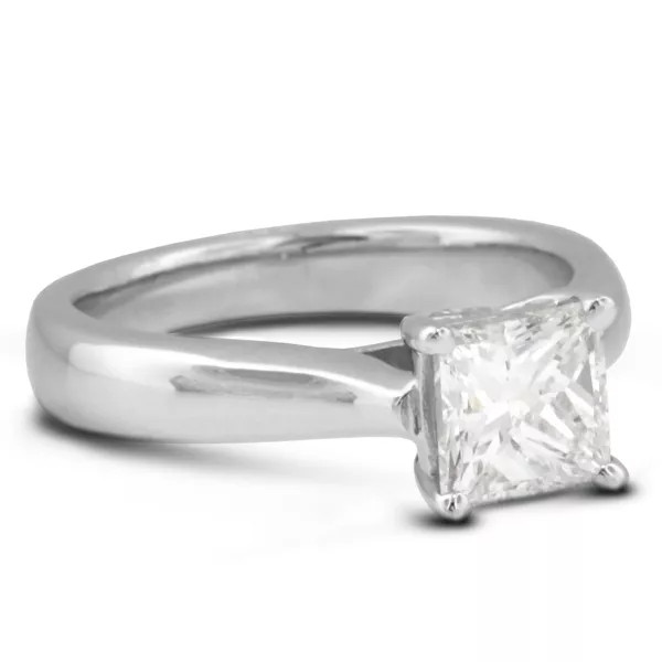 Engagement Ring 14K White Gold Classic 0.75 CT Princess Lab-Grown Diamond E VS1