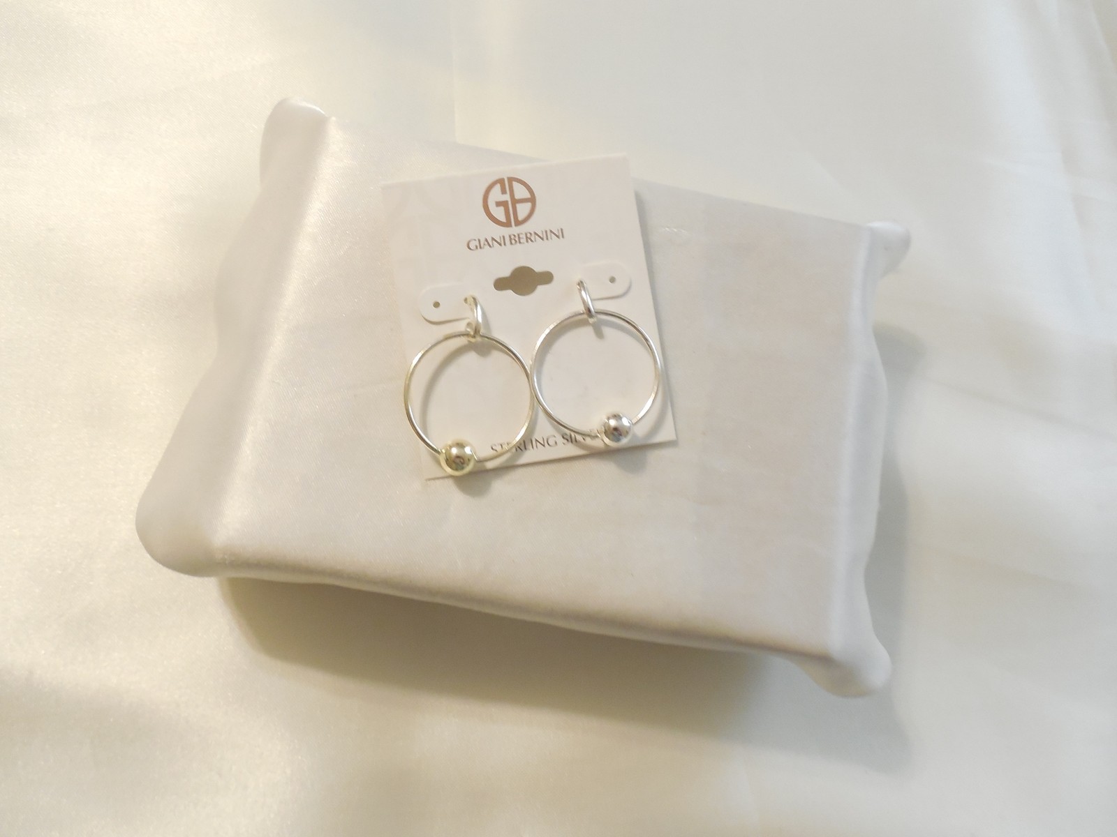 Giani Bernini 1-5/8″ Sterling Silver Beaded Hoop Earrings A866