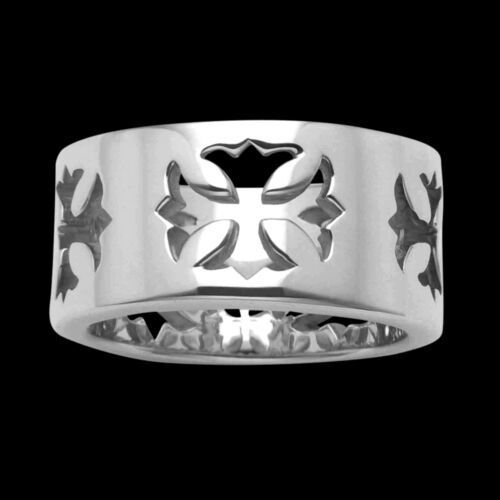 Sterling Silver Cut Out Maltese Cross Band Ring Sizes 9-10-11-12-13-14