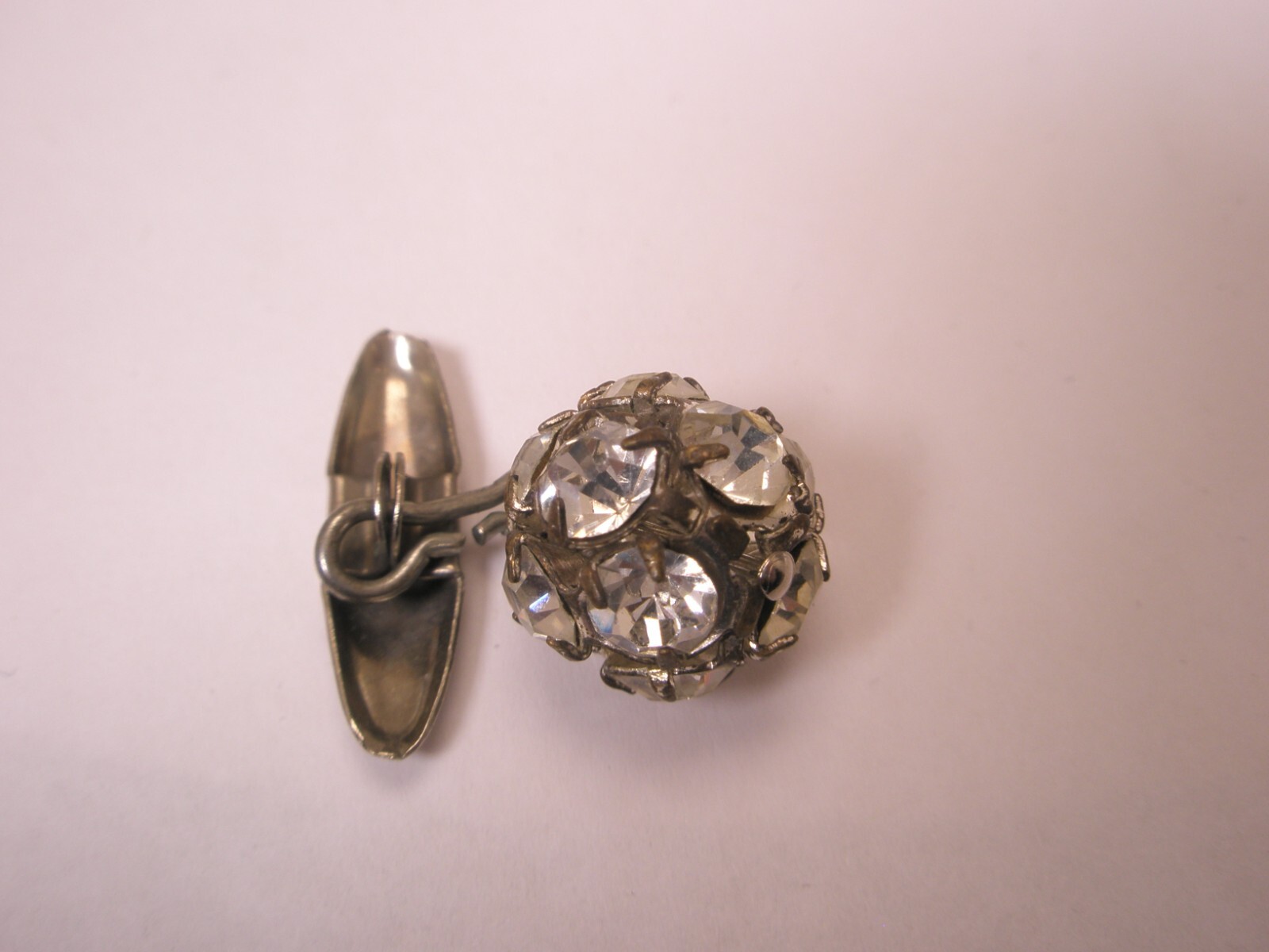 Rhinestone Ball ChainLink SINGLE Vintage Cuff Link replacement lost/broken aa117