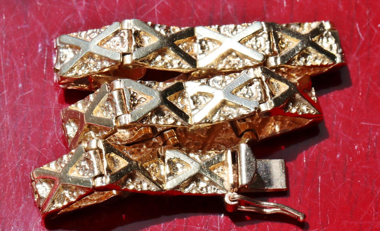 14k yellow gold bracelet 7.0″ nugget vintage handmade 13.6gr N2858