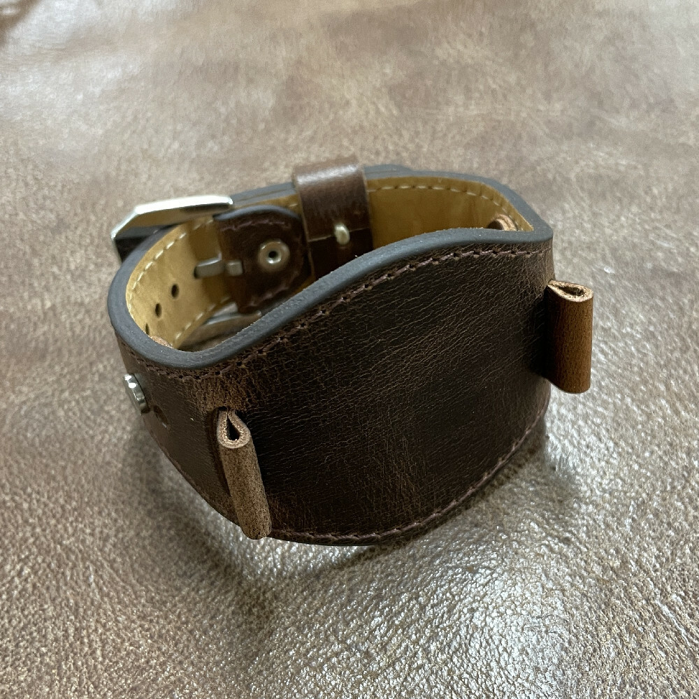 Size 18/20/22/24mm XL Long Bund Style Leather Cuff Watch Wrist Strap Band #350