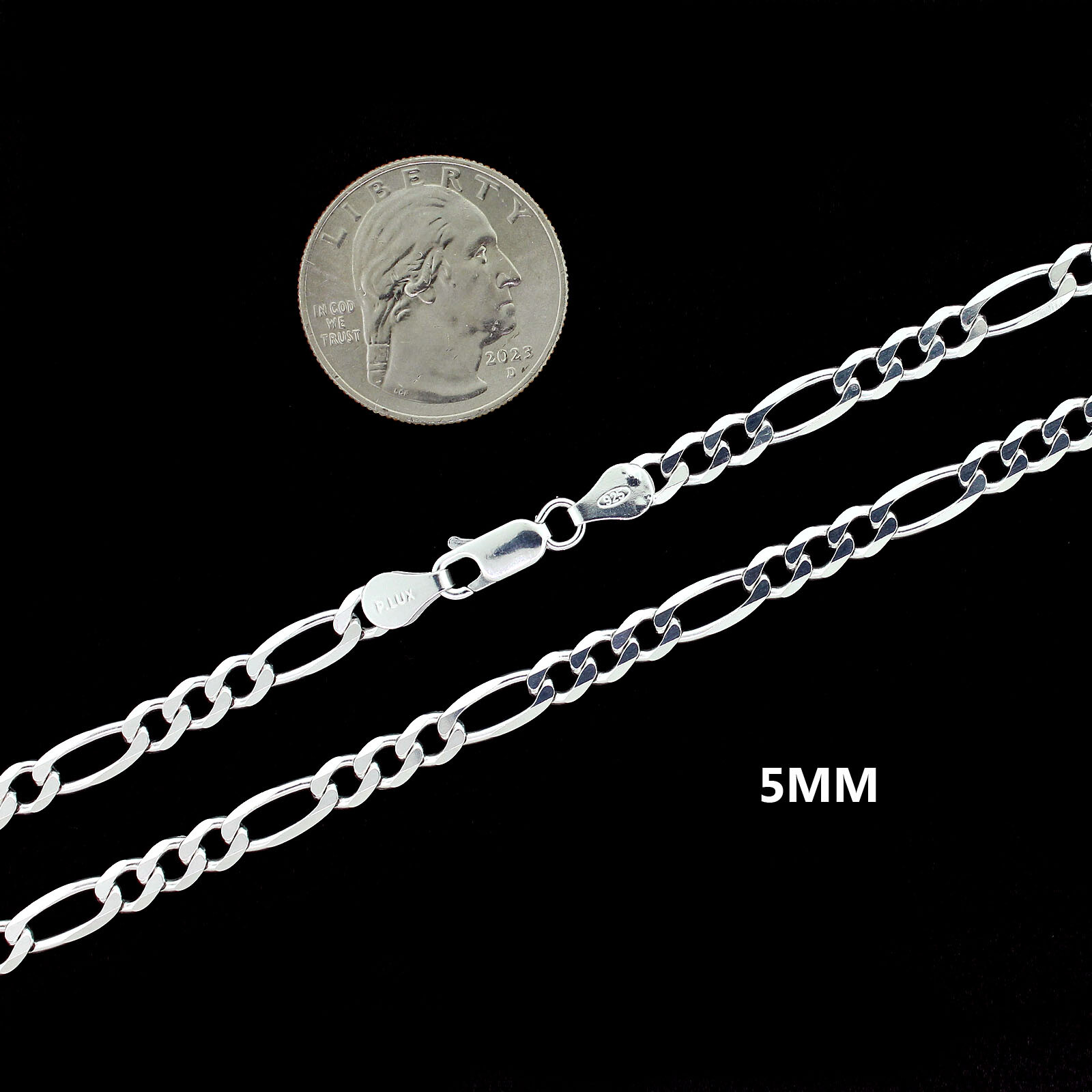 Real 925 SOLID Sterling Silver Italian FIGARO LINK Chain Bracelet or Necklace