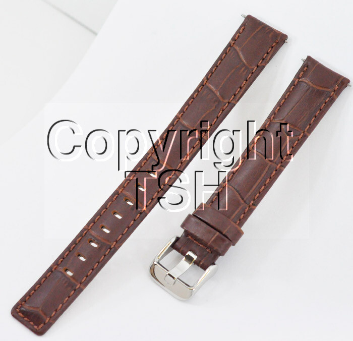 18 mm BROWN LEATHER WATCH BAND CROCO EXTRA LONG XXL